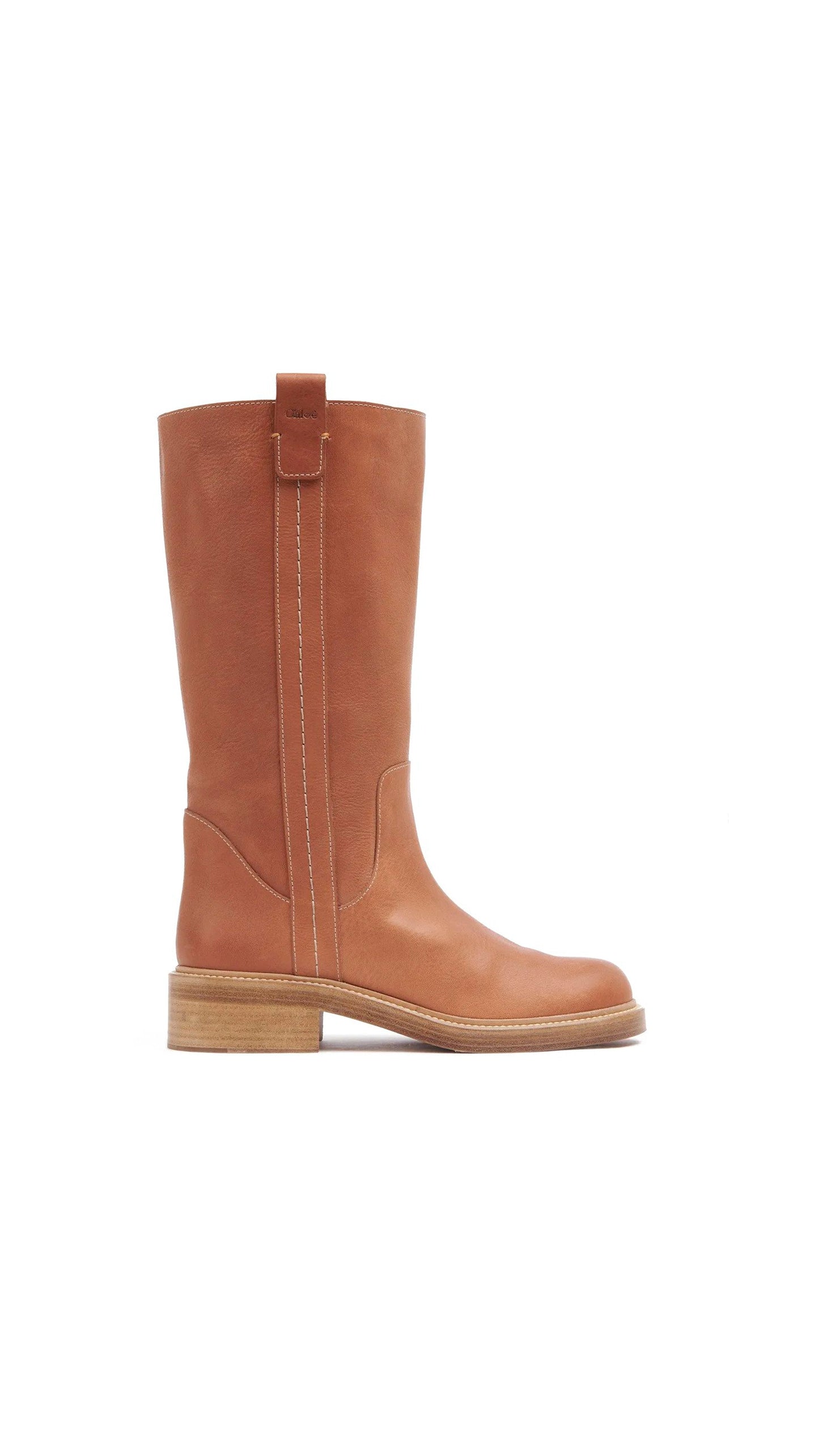 Edith Winter Boot In Vegetal Calfskin - Tan