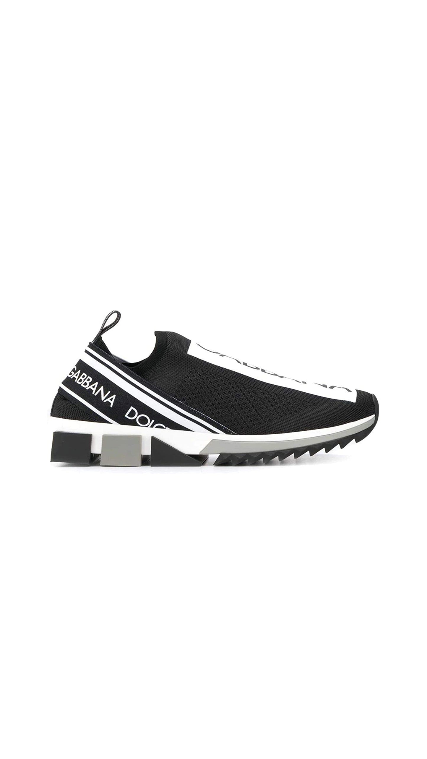 Stretch Jersey Sorrento Sneakers with Logo - Black/White