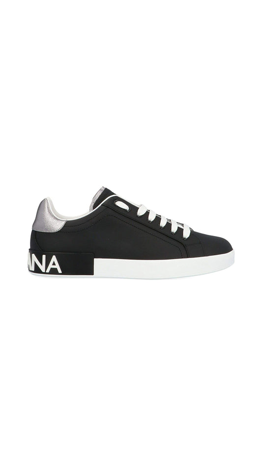 Calfskin Nappa Portofino Sneakers  - Black -