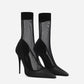 Stretch Tulle Ankle Boots - Black