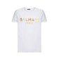 Cotton T-shirt With Paris Logo Print - White / Gold