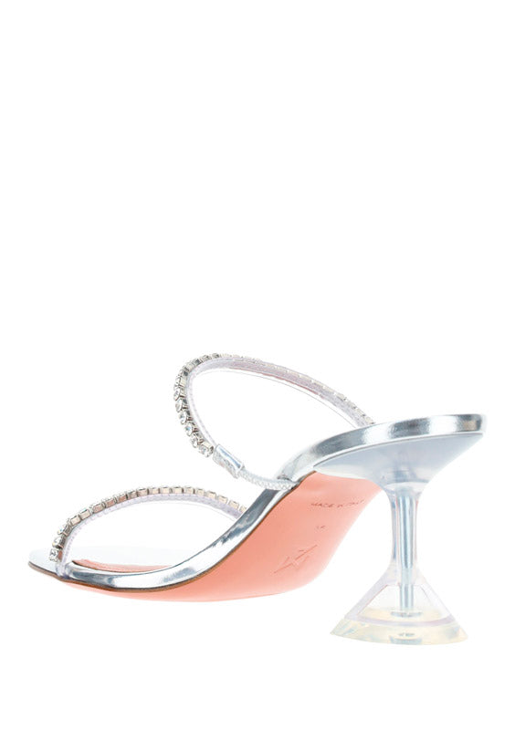 Gilda Metallic Crystal Sandals 70mm - Clear