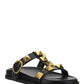 Roman Stud Slide Sandal In Calfskin - Black