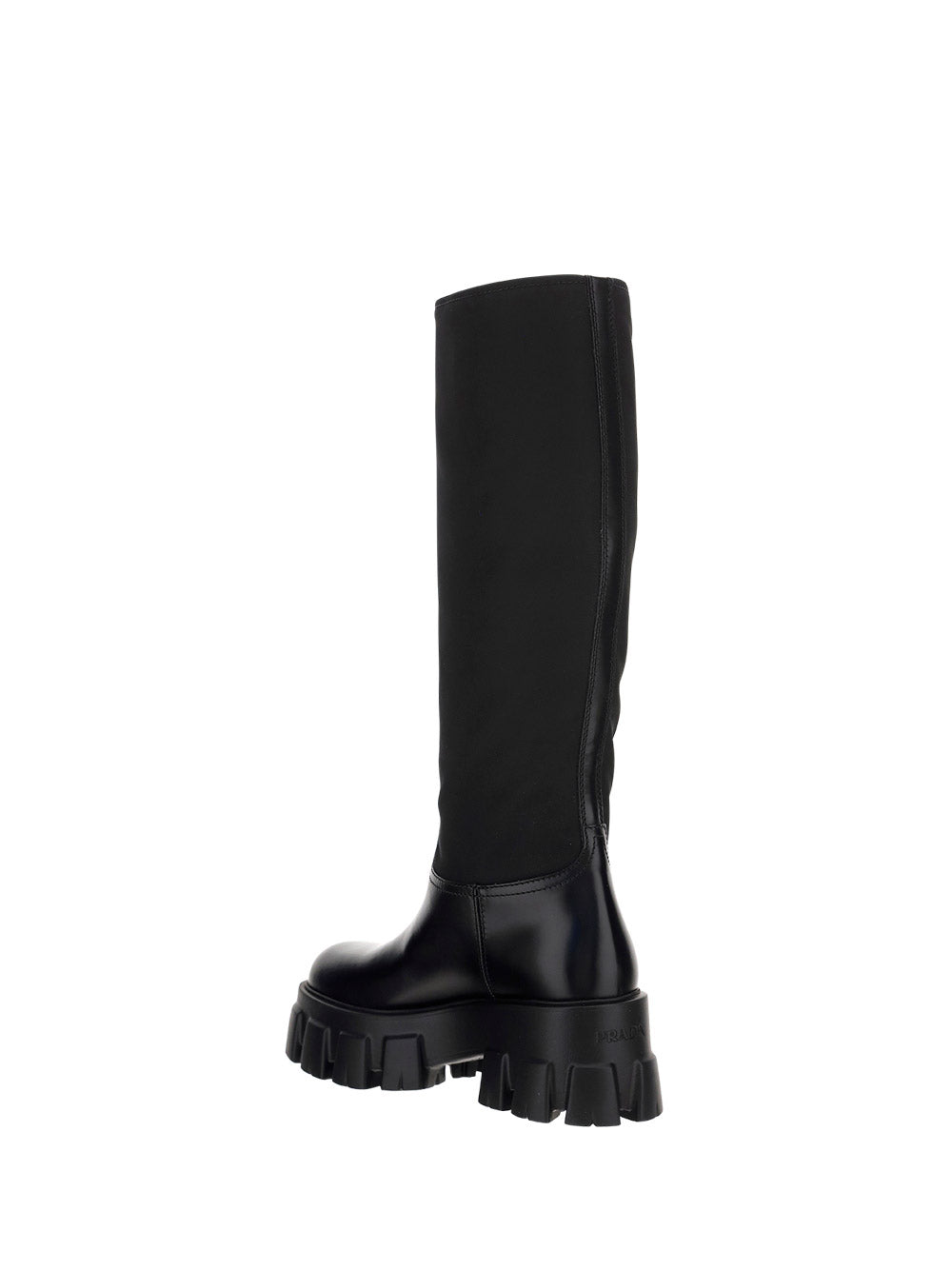 Brushed Leather and Re-Nylon Boots - Black