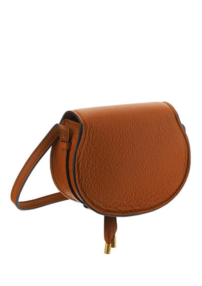 Marcie Nano Saddle Bag in Grained Calfskin - Tan