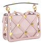Medium Bag with Roman Stud Chain in Polymer Material - Transparent/Rose Quartz