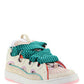 Leather Curb Sneakers - Pink / Turquoise