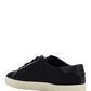 Court Classic SL/06 Embroidered Sneakers In Canvas And Smooth Leather - Black