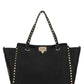 Medium Grainy Calfskin Rockstud Bag - Black