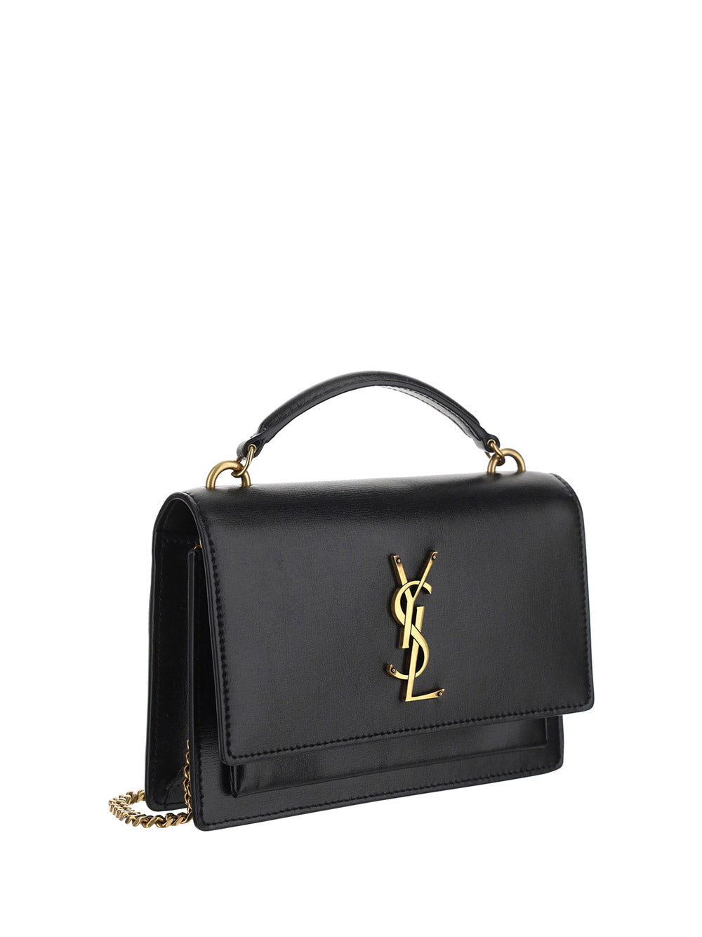 Sunset Chain Bag In Smooth Leather - Black