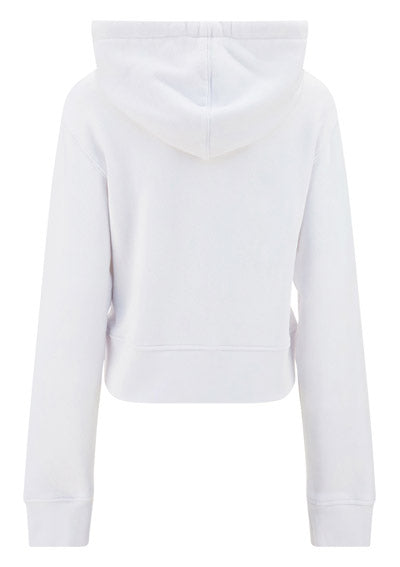 Rhinestone Sprayed Logo Hoodie - White