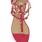 Rockstud Sandal in Calfskin Leather - Red