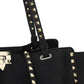Medium Grainy Calfskin Rockstud Bag - Black