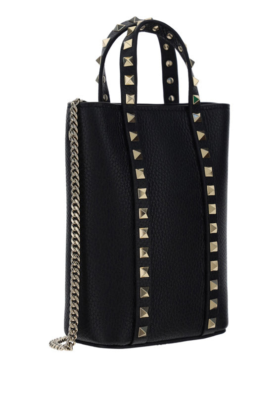 Rockstud Calfskin Leather Tote - Black.