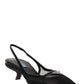 Mesh Fabric Slingback Pumps - Black