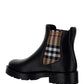 Vintage Check Detail Leather Chelsea Boots - Black