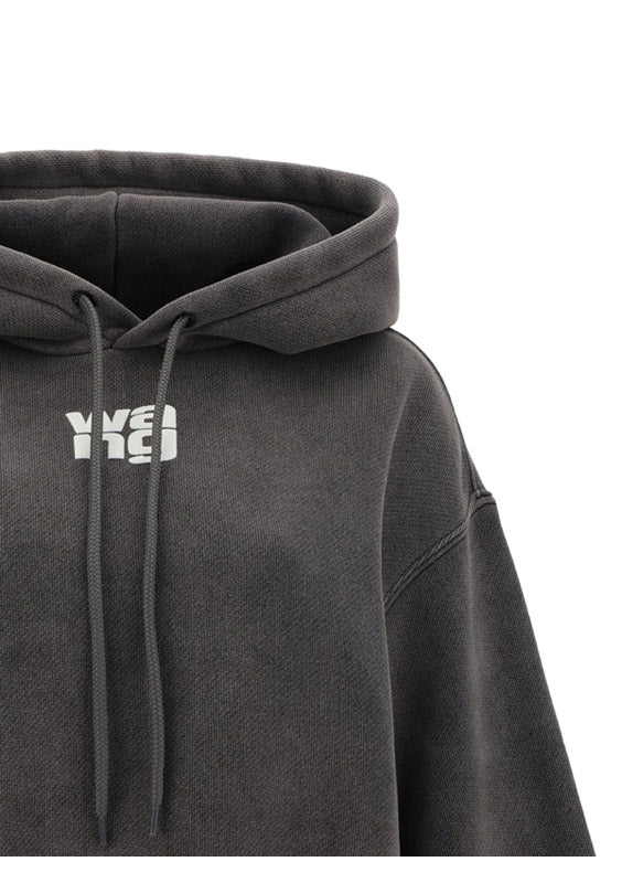 Puff Logo Hoodie in Terry - Grey