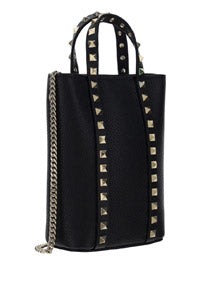 Rockstud Calfskin Leather Tote - Black.
