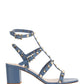Rockstud Calfskin Ankle Strap Sandal 60 MM - Azure