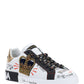 Portofino Sneakers In Printed Nappa Calfskin With Patch - White.