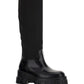 Brushed Leather and Re-Nylon Boots - Black
