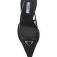 Mesh Fabric Slingback Pumps - Black