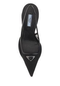 Mesh Fabric Slingback Pumps - Black