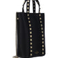 Rockstud Calfskin Leather Tote - Black.
