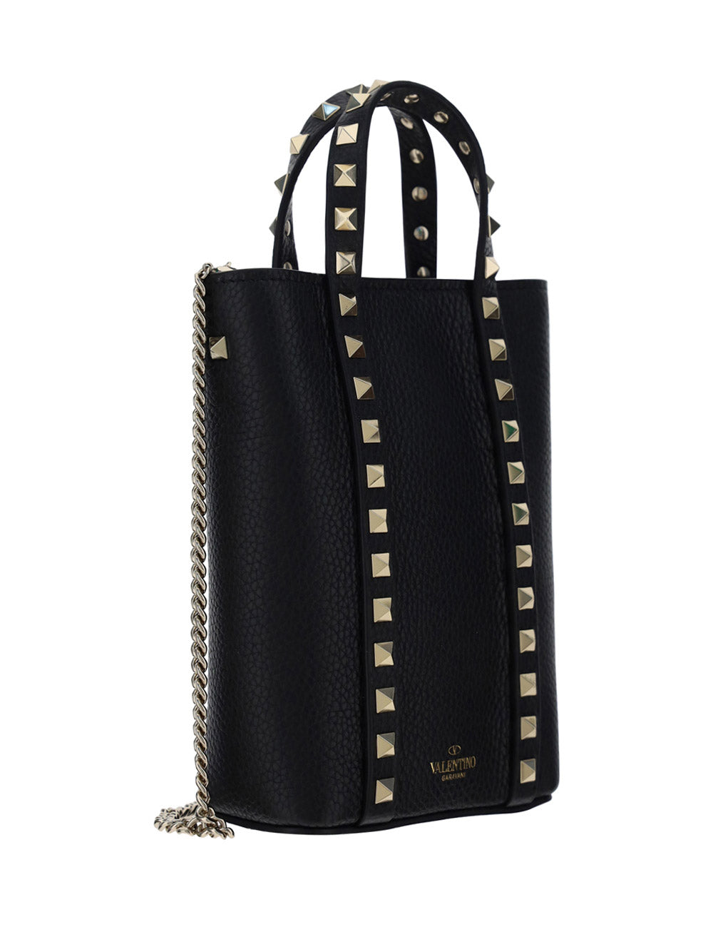 Rockstud Calfskin Leather Tote - Black.