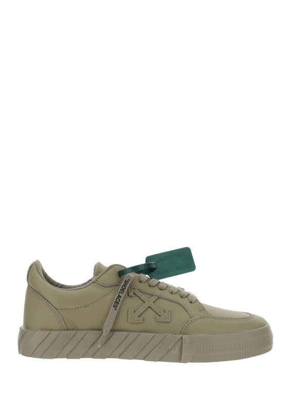 Low Vulcanized Calf Leather Sneakers - Military Green