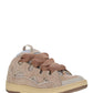 Leather Curb Sneakers - Dusty Pink/Brown