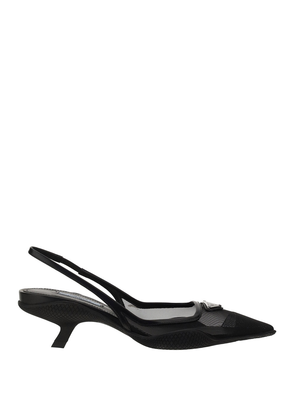 Mesh Fabric Slingback Pumps - Black