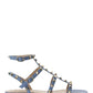 Rockstud Flat Calfskin Sandal with Straps - Azure