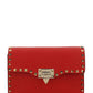 Small Rockstud Grainy Calfskin Crossbody Bag - Red