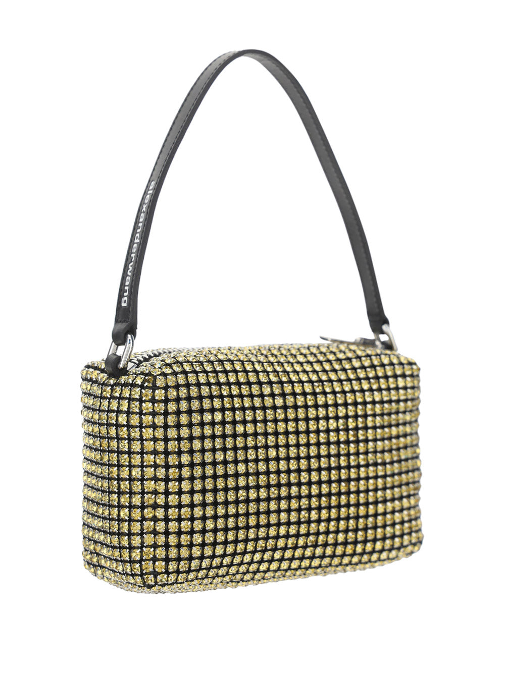 Heiress Medium Pouch in Rhinestone Mesh - Yellow