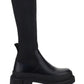 Calfskin and Stretch Mesh Boots - Black