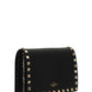 Rockstud Grainy Calfskin Chain Pouch - Black.