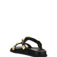 Roman Stud Slide Sandal In Calfskin - Black