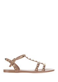 Rockstud Flat Rubber Sandals - Poudre