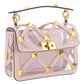 Medium Bag with Roman Stud Chain in Polymer Material - Transparent/Rose Quartz