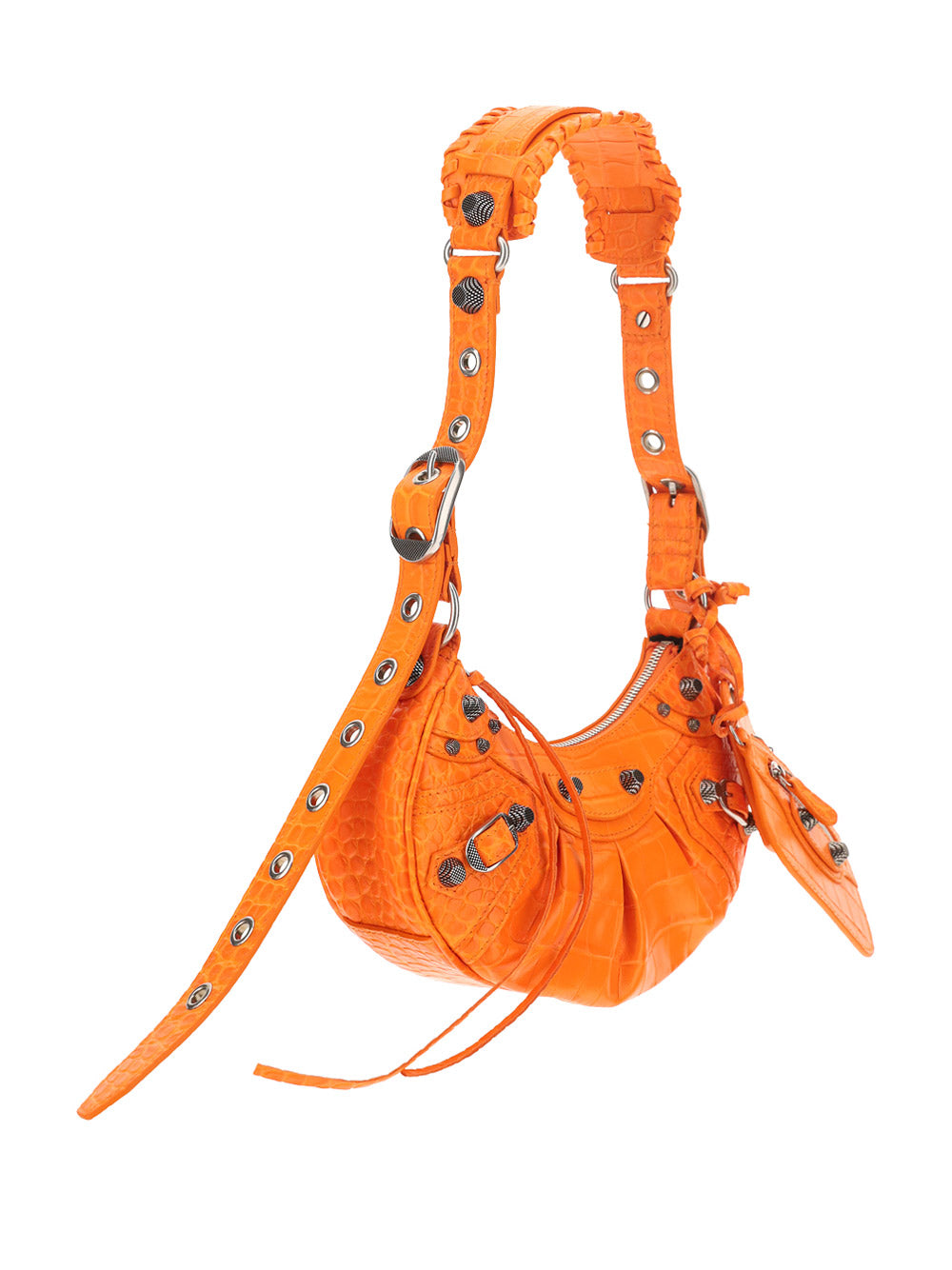 Le Cagole XS Shoulder Bag Crocodile Embossed - Orange
