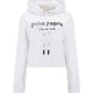 Rhinestone Sprayed Logo Hoodie - White