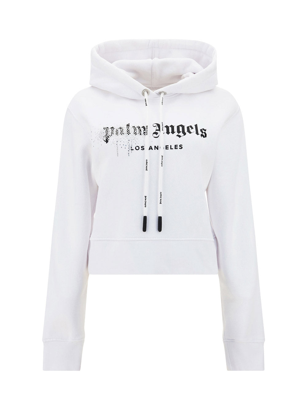 Rhinestone Sprayed Logo Hoodie - White