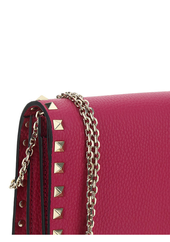 Rockstud Calfskin Chain Pouch - Blossom