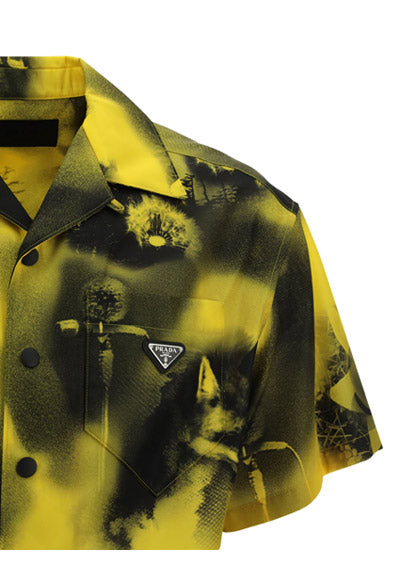 Short-sleeved Printed Re-Nylon Shirt - Yellow