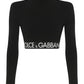 Long-sleeved Jersey Top with Branded Elastic - Black