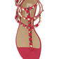 Rockstud Sandal in Calfskin Leather - Red