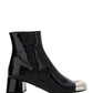 Patent Cap-Toe Ankle Booties - Black