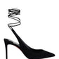 Lace-Up Kate Suede 85 Pumps - Black