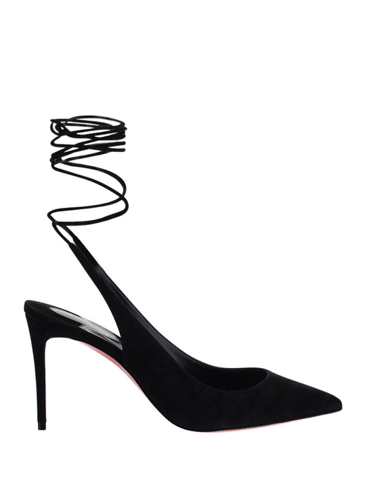 Lace-Up Kate Suede 85 Pumps - Black